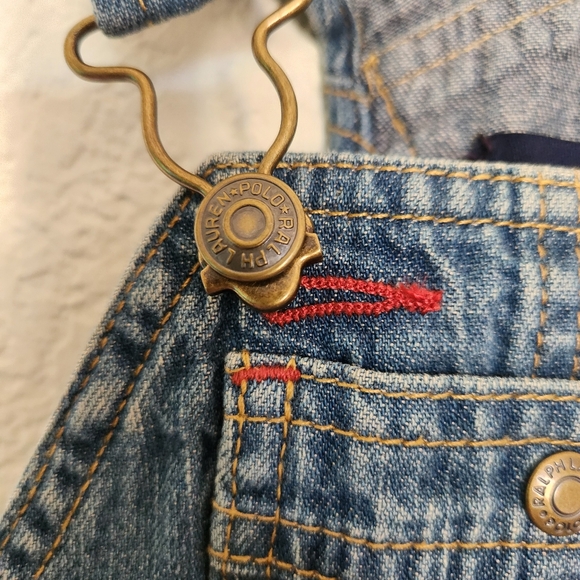 Ralph Lauren baby Jean dress overalls 100% Cotton pockets patchwork sz Small EUC - Picture 4 of 13